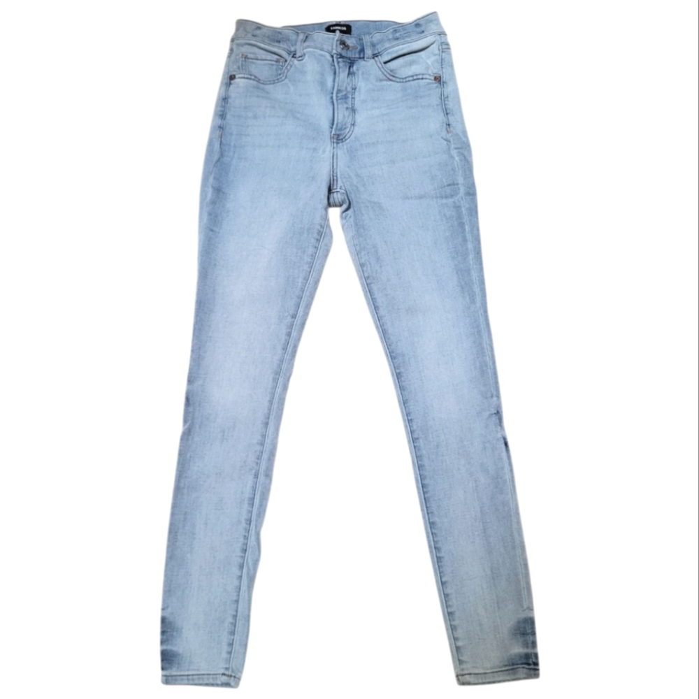 Express High-Rise Skinny Jeans Sleek Fit in Light Blue - Size 4L